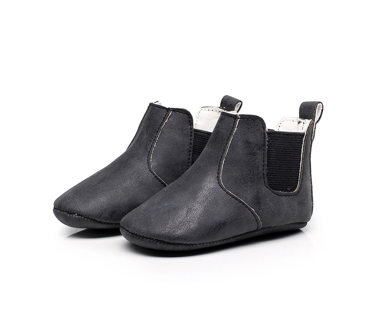 Mocassins cuir noir pour bébé - vue de profil