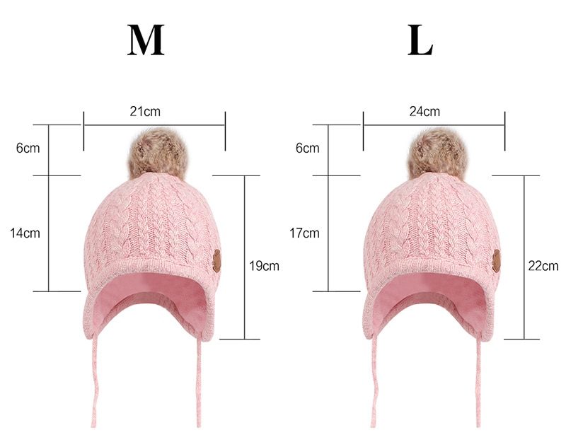 Dimensions du bonnet bébé avec pompon en fourrure
