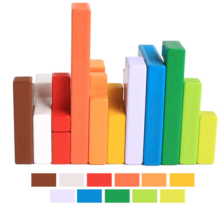 Blocs en bois différentes couleurs