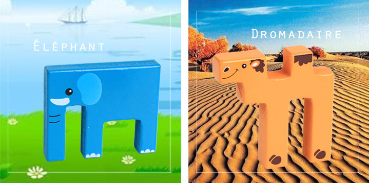 Éléphant et dromadaire - Jouets en bois