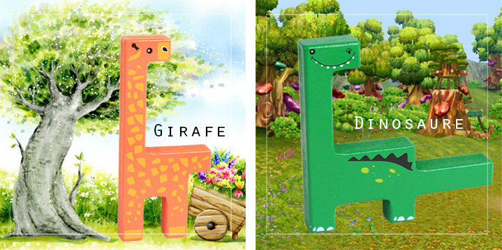 Girafe et dinosaure - Jouet en bois
