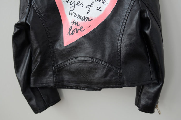 Veste pour fille enfant en faux cuir noir