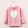 Pull rose pour fille avec cœur