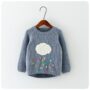 Pull hiver fille avec motif nuage et pluie