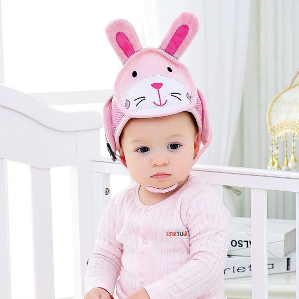 Casque De Protection Bébé Anti-Chute - Taille Réglable 6-36 Mois - Tissu Respirant - Modèle Lapin Blanc