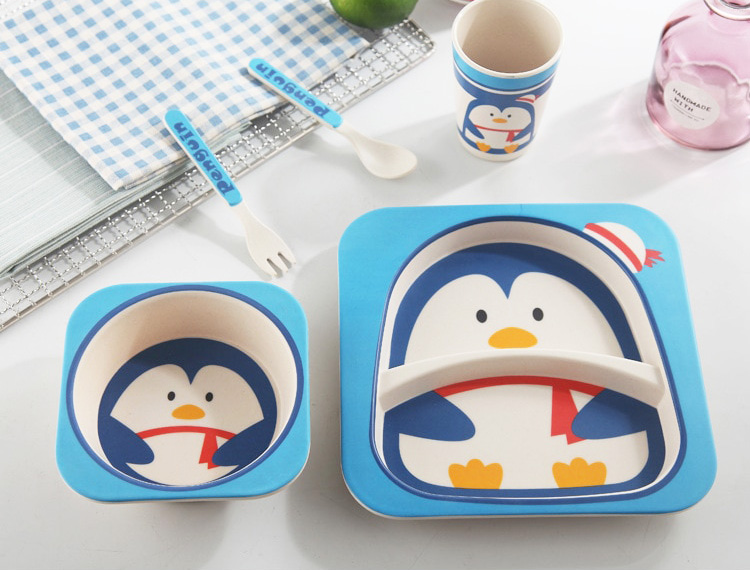 Vaisselle bébé bambou - Modèle pingouin