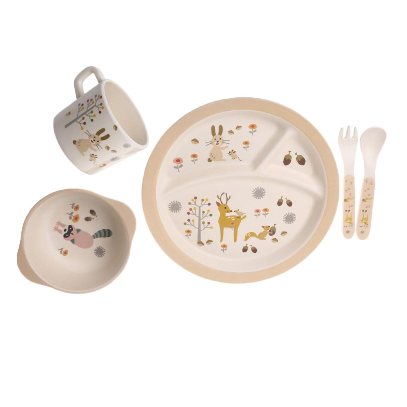 Ensemble Vaisselle Bebe Bambou Produit Naturel Et Sain 4 Modeles