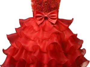 Robe rouge élégante pour fille, occasions mariages ou fiançailles et autres cérémonies