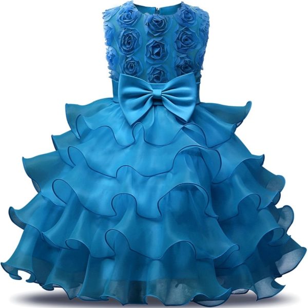 Robe élégante pour fille, occasions mariages ou fiançailles - Couleur bleu