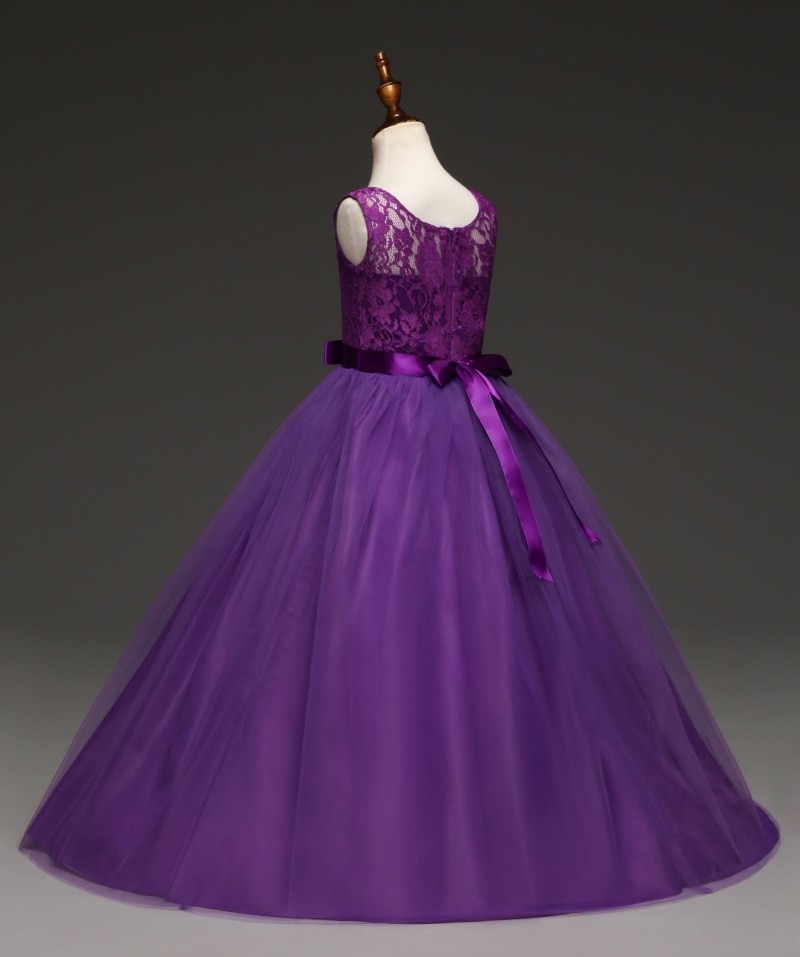 Robe longue demoiselle d'honneur - couleur violet, vue de profil