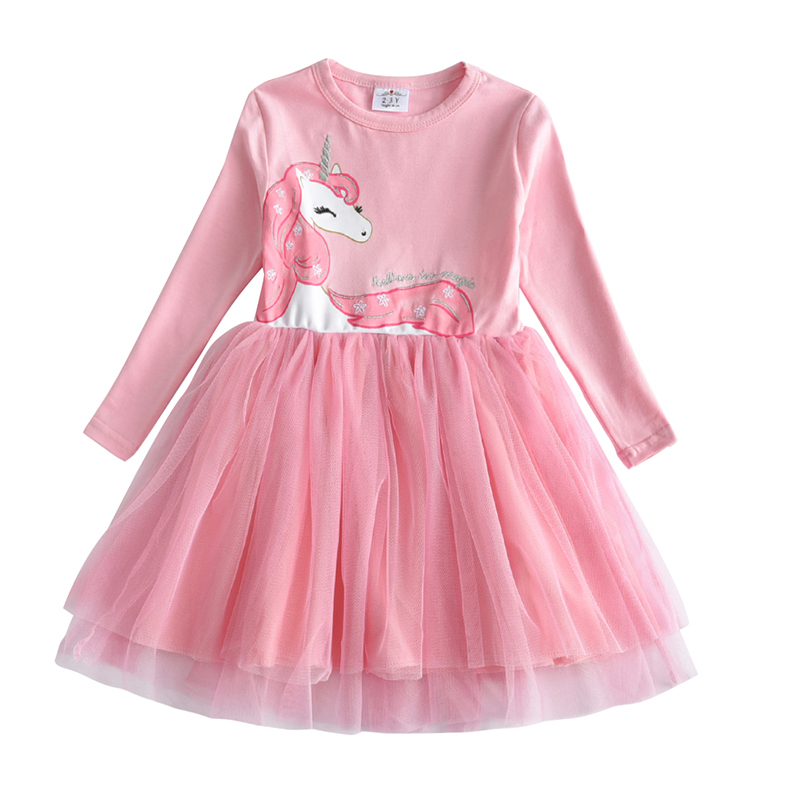 Robe Fille 2 A 8 Ans Anniversaire Broderie Licorne Papillons Animaux