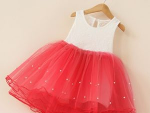 Robe tutu rouge et blanc pour fille