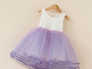 Robe tutu mauve et blanc pour fille