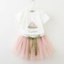 Robe pour fille 3 à 7 ans, mi-longue, rose et blanc