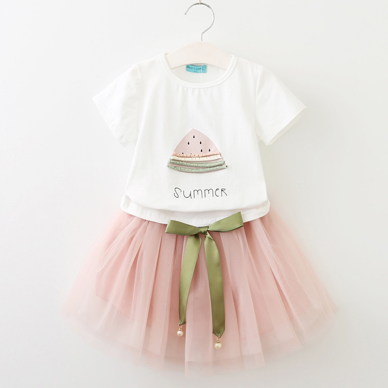 Robe pour fille 3 à 7 ans rose et blanc