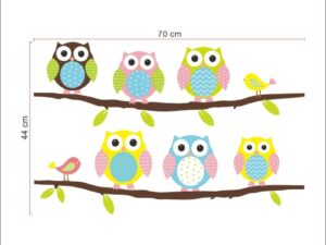 Dimensions des stickers muraux 6 hiboux décoration chambre enfant