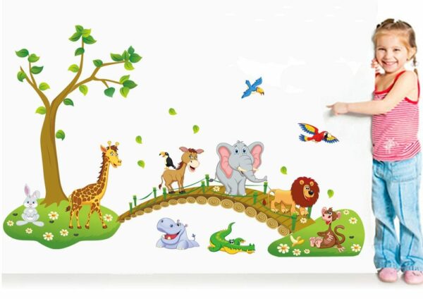 Sticker mural animaux de la jungle pour chambre enfant