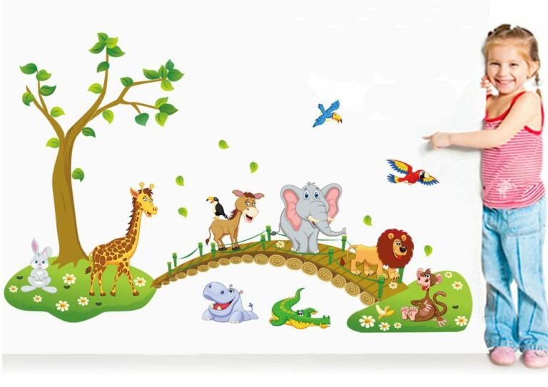 Sticker mural animaux de la jungle pour chambre enfant / bébé