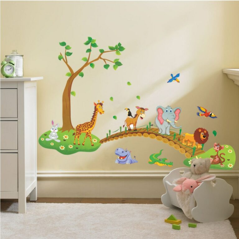 Sticker mural animaux de la jungle pour chambre enfant / bébé