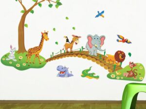 Sticker mural animaux de la jungle pour chambre enfant / bébé