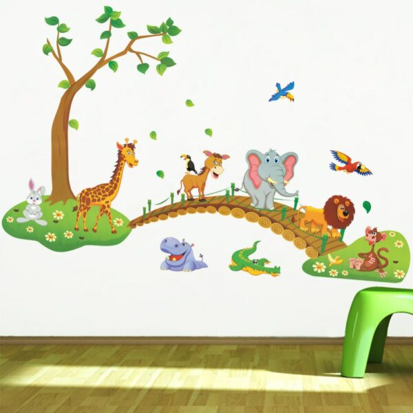 Sticker mural animaux de la jungle pour chambre enfant / bébé