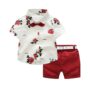 Ensemble enfant garçon bermuda rouge et chemise blanche