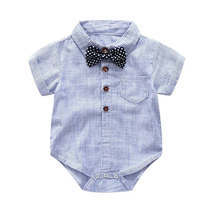 Chemise bleue avec nœud papillon pour bébé garçon