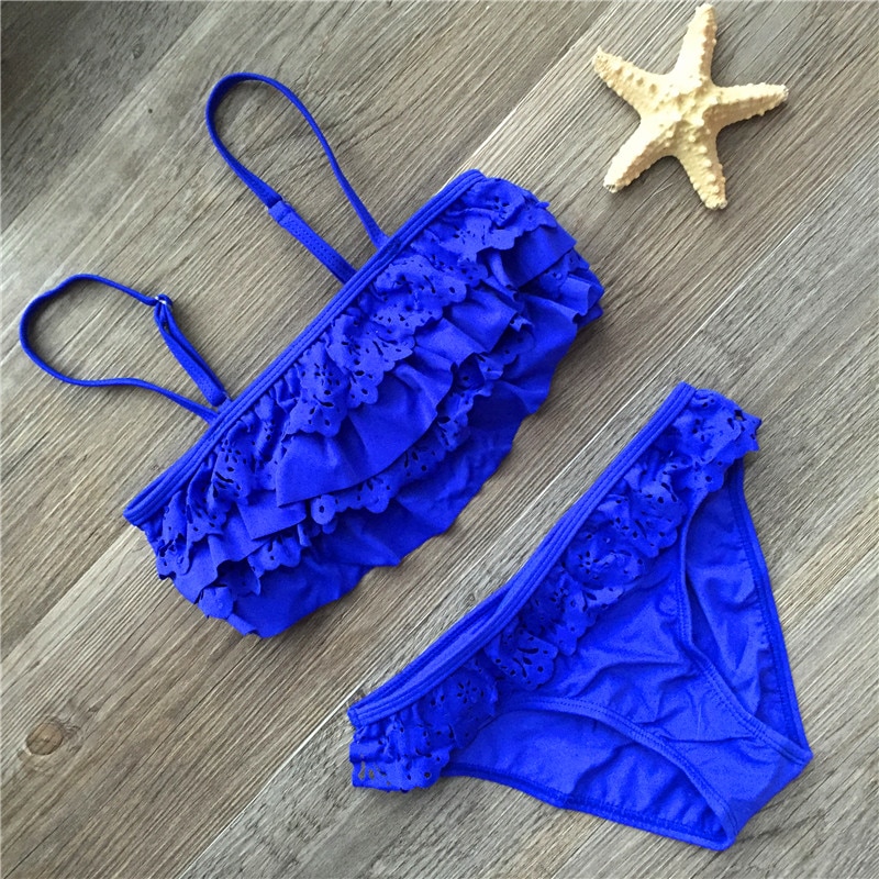 Maillot de bain 2 pièces fille 7 à 14 ans - Bikini dentelles