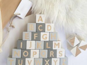 Cubes déco en bois lettres de l'alphabet