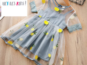 Jolie robe pour fille couleur bleu gris