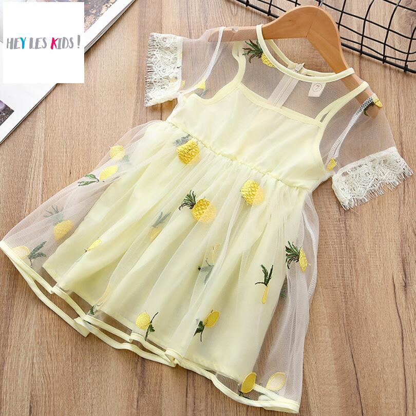 Robe dentelle jaune pour fille