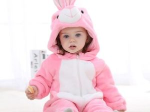 Déguisement de bébé en lapin rose