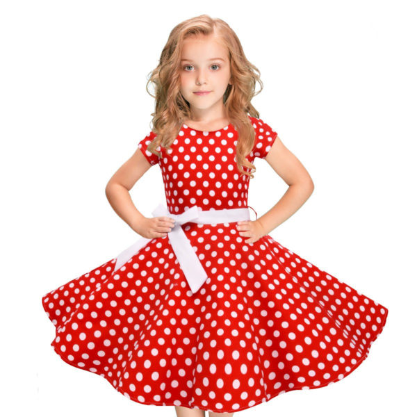 Robe ROCKABILLY pour fille - Rouge pois blancs
