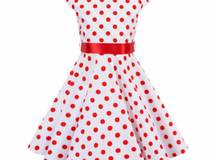 Robe ROCKABILLY fille, robe blanche à pois rouges