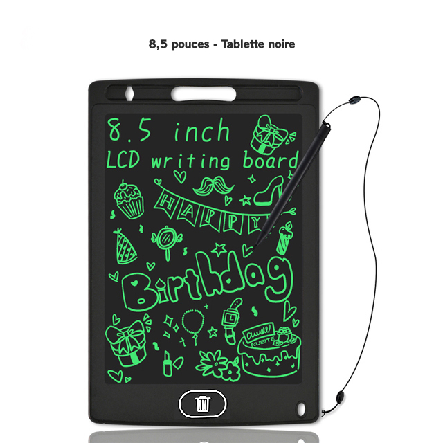 Tablette graphique enfant, écran LCD (avec stylet) - Tablette noire