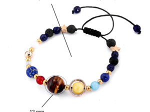 Bracelet perles en pierre qui représentent des planètes du système solaire