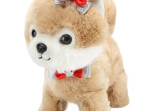 Chien électronique beige qui aboie et marche avec laisse