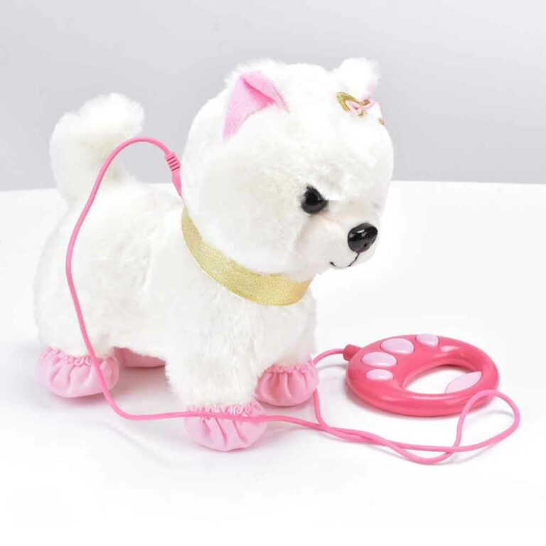Jouet chien qui marche avec laisse Peluche qui aboie