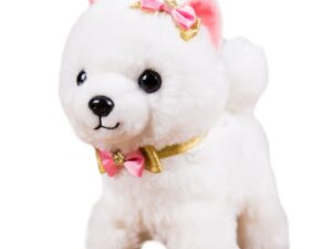 Jouet chiot blanc qui aboie et marche avec laisse