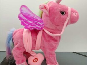 Jouet licorne fuchsia qui marche et qui chante