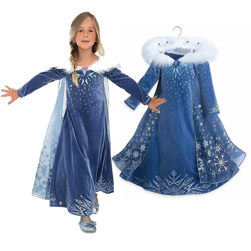 Expédié de Paris - Robe Frozen Anna Reine Des Neiges Elsa Fille Enfant 2-11  ans