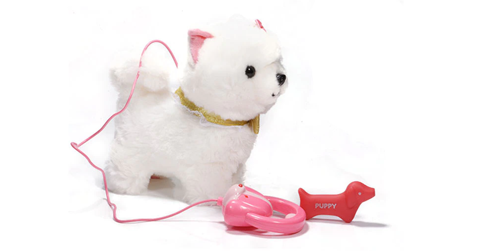 Jouet chien blanc qui marche interactif