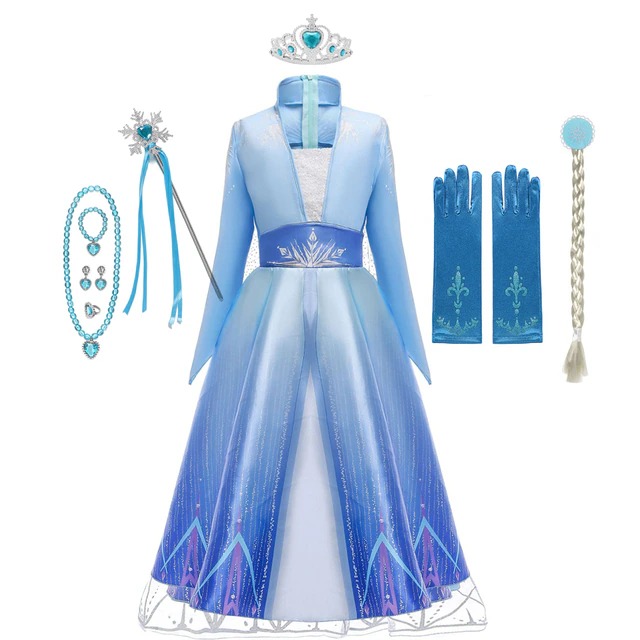 Robe Elsa Reine des Neiges + Accessoires - FINDPITAYA - Taille 2 à