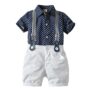 Ensemble bébé garçon bleu et blanc - Pantalon, chemise et bretelles