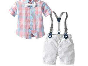 Ensemble Bebe Garcon Chemise Rose Pantalon Blanc Avec Bretelles Ensemble Bebe Garcon Chemise Rose Pantalon Blanc Avec Bretelles