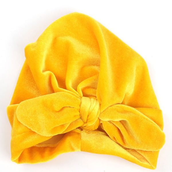 Bonnet turban bébé jaune