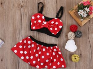 Bikini enfant bébé fille rouge et noir