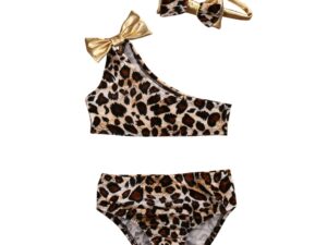 Maillot de ban léopard 3 pièces pour enfant bébé fille
