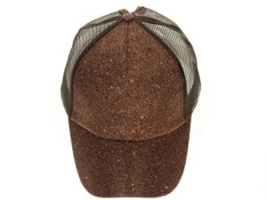 Casquette queue de cheval marron vue de dessus