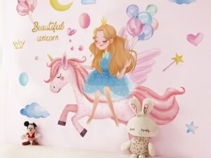 Stickers chambre fille princesse et licorne